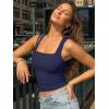 imageTrendy Queen Double Lined Square Neck Crop Top Women Teen Girls ButterySoft Sleeveless Basic Aesthetic Going Out Tank TopNavy