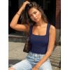 imageTrendy Queen Double Lined Square Neck Crop Top Women Teen Girls ButterySoft Sleeveless Basic Aesthetic Going Out Tank TopNavy