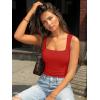 imageTrendy Queen Double Lined Square Neck Crop Top Women Teen Girls ButterySoft Sleeveless Basic Aesthetic Going Out Tank TopRed