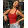 imageTrendy Queen Double Lined Square Neck Crop Top Women Teen Girls ButterySoft Sleeveless Basic Aesthetic Going Out Tank TopRed