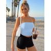 imageTrendy Queen Double Lined Tube Top for Women Backless Strapless Bandeau Bikini Cute Crop Tank for Teen Summer Going Out PartyLight Blue