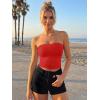 imageTrendy Queen Double Lined Tube Top for Women Backless Strapless Bandeau Bikini Cute Crop Tank for Teen Summer Going Out PartyRed