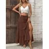 imageTrendy Queen Long Skirts for Women Slit Maxi Boho Skirt Summer Vacation Outfits ALine Dress with Pockets FashionBrown