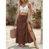 imageTrendy Queen Long Skirts for Women Slit Maxi Boho Skirt Summer Vacation Outfits ALine Dress with Pockets FashionBrown
