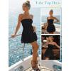 imageTrendy Queen Mini Dresses for Women Short Tube Top Dress Summer Date Night Outfits 2026 Ruffle Rompers Going OutBlack