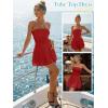 imageTrendy Queen Mini Dresses for Women Short Tube Top Dress Summer Date Night Outfits 2026 Ruffle Rompers Going OutRed