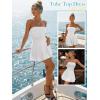 imageTrendy Queen Mini Dresses for Women Short Tube Top Dress Summer Date Night Outfits 2026 Ruffle Rompers Going OutWhite