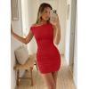 imageTrendy Queen Off The Shoulder Bodycon Mini Summer Dresses for Women 2026 Going Out Party Club Dress Spring FashionRed