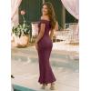 imageTrendy Queen Off the Shoulder Formal Cocktail Dresses for Women Wedding Guest Elegant Bodycon Summer 2026 Maxi Party DressBurgundy