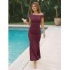 imageTrendy Queen Off the Shoulder Formal Cocktail Dresses for Women Wedding Guest Elegant Bodycon Summer 2026 Maxi Party DressBurgundy