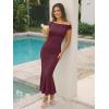 imageTrendy Queen Off the Shoulder Formal Cocktail Dresses for Women Wedding Guest Elegant Bodycon Summer 2026 Maxi Party DressBurgundy