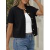 imageTrendy Queen Short Sleeve Cardigan Sweaters for Women Cropped Tops Summer 2026 Spring Outfits Cute Casual Y2k Fashion ClothesBlack