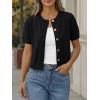 imageTrendy Queen Short Sleeve Cardigan Sweaters for Women Cropped Tops Summer 2026 Spring Outfits Cute Casual Y2k Fashion ClothesBlack