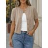imageTrendy Queen Short Sleeve Cardigan Sweaters for Women Cropped Tops Summer 2026 Spring Outfits Cute Casual Y2k Fashion ClothesKhaki