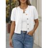 imageTrendy Queen Short Sleeve Cardigan Sweaters for Women Cropped Tops Summer 2026 Spring Outfits Cute Casual Y2k Fashion ClothesWhite