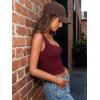 imageTrendy Queen Sweetheart Neck Bustier Going Out Tops Double Lined Backless Crop Summer Tank TopBurgundy