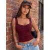 imageTrendy Queen Sweetheart Neck Bustier Going Out Tops Double Lined Backless Crop Summer Tank TopBurgundy