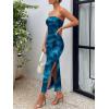 imageTrendy Queen Women Bodycon Dress Summer Beach Vacation Outfits Maxi Party Dresses 2026 Wedding Guest Strapless Tube ClothesPrint Blue