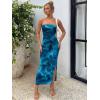 imageTrendy Queen Women Bodycon Dress Summer Beach Vacation Outfits Maxi Party Dresses 2026 Wedding Guest Strapless Tube ClothesPrint Blue