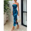 imageTrendy Queen Women Bodycon Dress Summer Beach Vacation Outfits Maxi Party Dresses 2026 Wedding Guest Strapless Tube ClothesPrint Blue