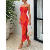 imageTrendy Queen Women Bodycon Dress Summer Beach Vacation Outfits Maxi Party Dresses 2026 Wedding Guest Strapless Tube ClothesPrint Orange