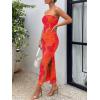 imageTrendy Queen Women Bodycon Dress Summer Beach Vacation Outfits Maxi Party Dresses 2026 Wedding Guest Strapless Tube ClothesPrint Orange