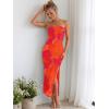 imageTrendy Queen Women Bodycon Dress Summer Beach Vacation Outfits Maxi Party Dresses 2026 Wedding Guest Strapless Tube ClothesPrint Orange