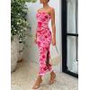 imageTrendy Queen Women Bodycon Dress Summer Beach Vacation Outfits Maxi Party Dresses 2026 Wedding Guest Strapless Tube ClothesPrint Pink