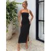 imageTrendy Queen Women Bodycon Dress Summer Beach Vacation Outfits Maxi Party Dresses 2026 Wedding Guest Strapless Tube ClothesSolid Black
