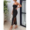 imageTrendy Queen Women Bodycon Dress Summer Beach Vacation Outfits Maxi Party Dresses 2026 Wedding Guest Strapless Tube ClothesSolid Black