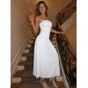 imageTrendy Queen Women Maxi Strapless Summer Tube Top Dress 2026 Ruched A Line Wedding Guest Long Sundress Spring Beach OutfitWhite