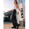 imageTrendy Queen Womens Barrel Jeans  Wide Leg amp High Waisted Denim Pants with Curved Hem and Slant PocketsBlack