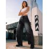 imageTrendy Queen Womens Barrel Jeans  Wide Leg amp High Waisted Denim Pants with Curved Hem and Slant PocketsBlack
