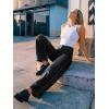imageTrendy Queen Womens Barrel Jeans  Wide Leg amp High Waisted Denim Pants with Curved Hem and Slant PocketsBlack