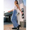 imageTrendy Queen Womens Barrel Jeans  Wide Leg amp High Waisted Denim Pants with Curved Hem and Slant PocketsBlue