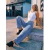 imageTrendy Queen Womens Barrel Jeans  Wide Leg amp High Waisted Denim Pants with Curved Hem and Slant PocketsBlue