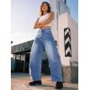 imageTrendy Queen Womens Barrel Jeans  Wide Leg amp High Waisted Denim Pants with Curved Hem and Slant PocketsBlue