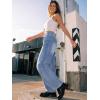 imageTrendy Queen Womens Barrel Jeans  Wide Leg amp High Waisted Denim Pants with Curved Hem and Slant PocketsIceland Blue