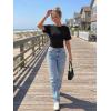 imageTrendy Queen Womens Crewneck Short Sleeve Cinched Waist Ruched Tops Casual Slim Fitted Basic Shirts Workout Summer ClothesBlack