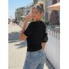 imageTrendy Queen Womens Crewneck Short Sleeve Cinched Waist Ruched Tops Casual Slim Fitted Basic Shirts Workout Summer ClothesBlack