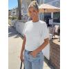 imageTrendy Queen Womens Crewneck Short Sleeve Cinched Waist Ruched Tops Casual Slim Fitted Basic Shirts Workout Summer ClothesGrey