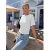 imageTrendy Queen Womens Crewneck Short Sleeve Cinched Waist Ruched Tops Casual Slim Fitted Basic Shirts Workout Summer ClothesGrey