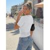 imageTrendy Queen Womens Crewneck Short Sleeve Cinched Waist Ruched Tops Casual Slim Fitted Basic Shirts Workout Summer ClothesGrey