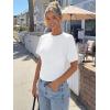 imageTrendy Queen Womens Crewneck Short Sleeve Cinched Waist Ruched Tops Casual Slim Fitted Basic Shirts Workout Summer ClothesWhite