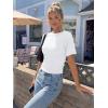 imageTrendy Queen Womens Crewneck Short Sleeve Cinched Waist Ruched Tops Casual Slim Fitted Basic Shirts Workout Summer ClothesWhite