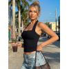 imageTrendy Queen Womens Halter Tank Tops  Square Neck Sleeveless Going Out amp Vacation TopsBlack