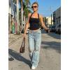 imageTrendy Queen Womens Halter Tank Tops  Square Neck Sleeveless Going Out amp Vacation TopsBlack