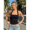 imageTrendy Queen Womens Halter Tank Tops  Square Neck Sleeveless Going Out amp Vacation TopsBlack