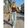 imageTrendy Queen Womens Halter Tank Tops  Square Neck Sleeveless Going Out amp Vacation TopsBrown