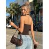 imageTrendy Queen Womens Halter Tank Tops  Square Neck Sleeveless Going Out amp Vacation TopsBrown
